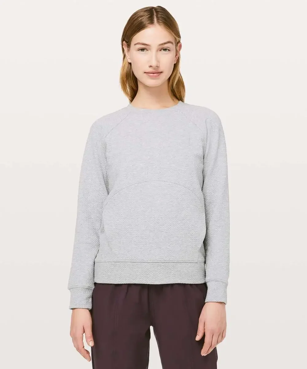 Lululemon Catch a Moment Crew Sweatshirt 4 Heathered Light Gray Excellent B7